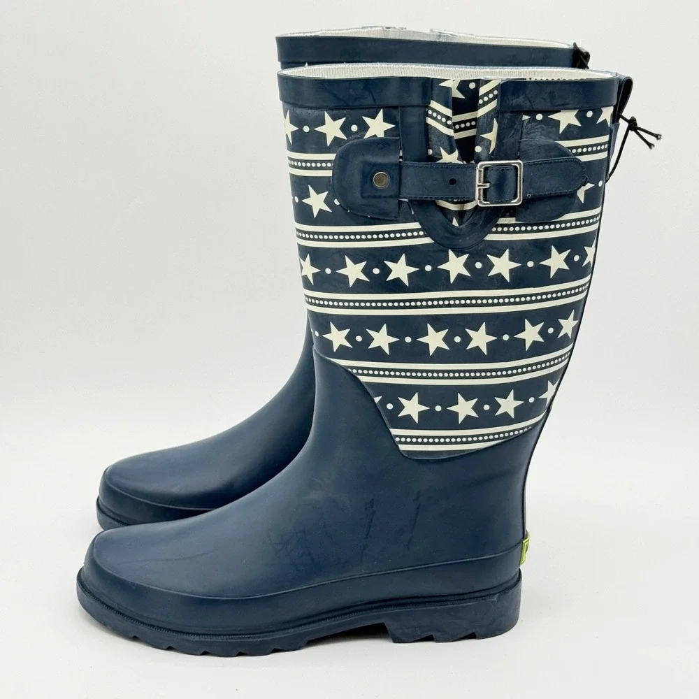 Western‎ Chief Stars and Stripes Rain Boots Size 7 Womens Navy Patriotic